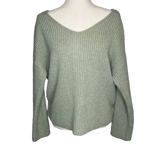ASTR the Label Twist Back Sweater‎ Women's Large Sage Green Knit - Picture 3 of 7